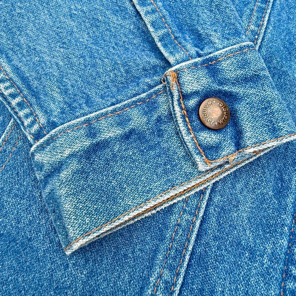 Vintage Wrangler Mens Authentic Western Denim Trucker Jacket Medium Wash Blue XL - Picture 4 of 8